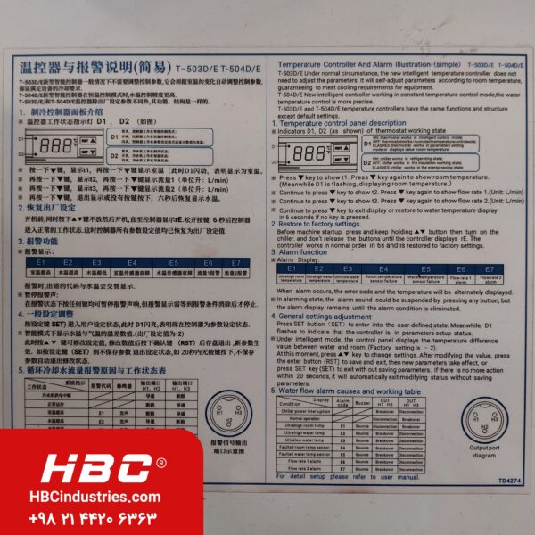 برچسب روی دستگاه چیلرCW5200